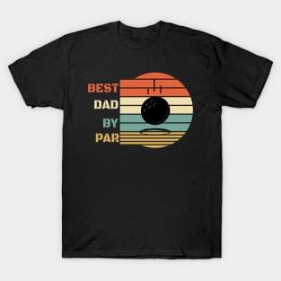 Best Dad By Par Design - Golfing Vintage Sunset - Funny Golfing Design - Golfer Design - Father's Day Gift T-Shirt